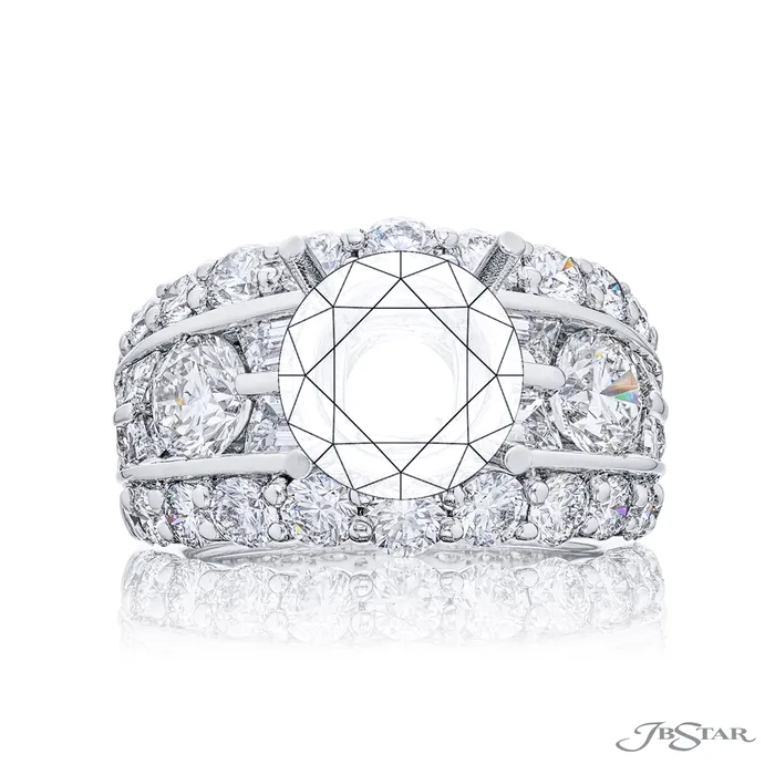 JB Star Platinum Wide Semi Mount Ring with Trapezoid and Round Diamonds JB Star Rings