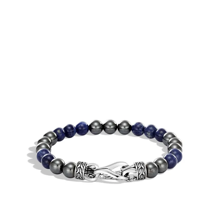 John Hardy Bracelets John Hardy Mens Classic Chain Sterling Silver 8mm Sodalite Hematite Bead Bracelet John Hardy Bracelets John Hardy Mens Classic Chain Sterling Silver 8mm Sodalite Hematite Bead Bracelet