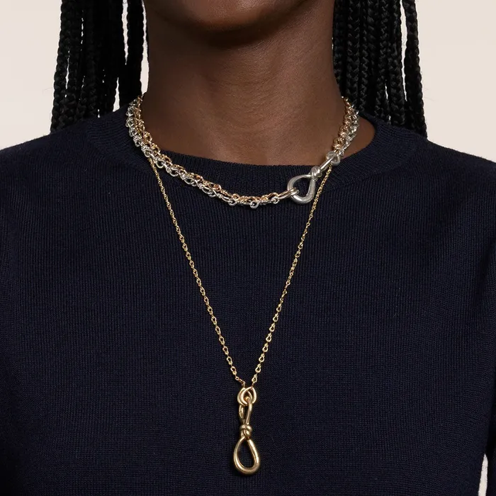 Marla Aaron Marla Aaron Silver Large True Lovers Knot Chain Necklace Necklaces