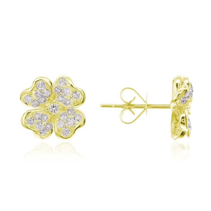 Meierotto Jewelers 18K Yellow Gold Diamond Flower Stud Earrings Earrings