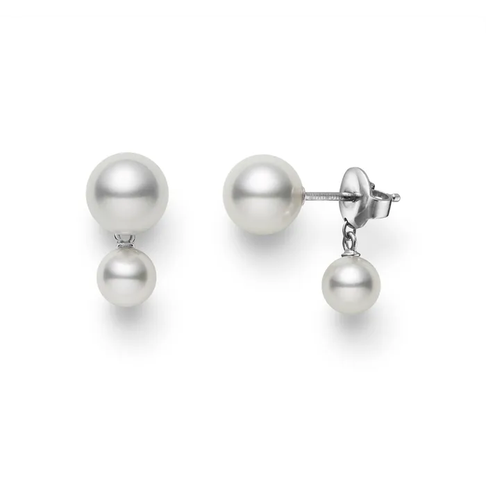 Mikimoto 18K White Gold Cultured Akoya Pearl Earrings Mikimoto Earrings
