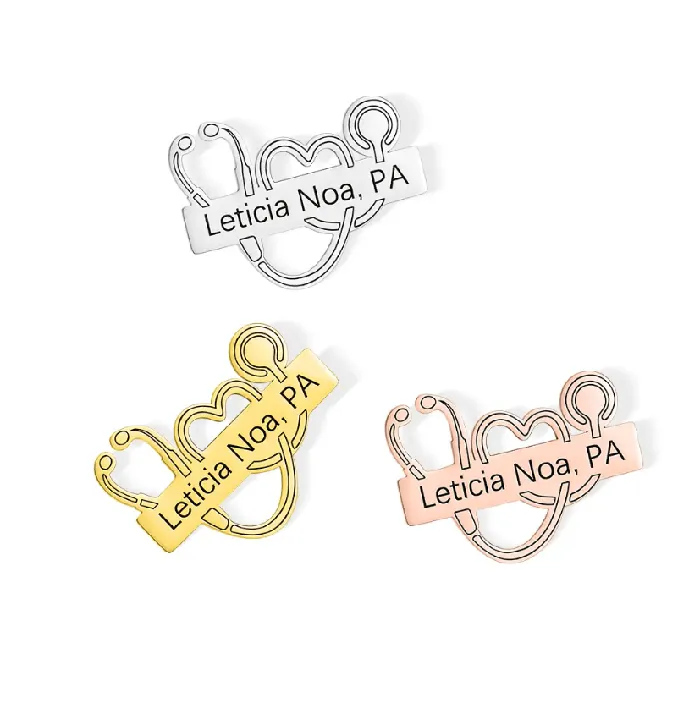 Necklaces Belbren Custom Medical School Graduation Stethoscope Lapel Pin Personalized Healthcare Professional Gift Stainless Steel