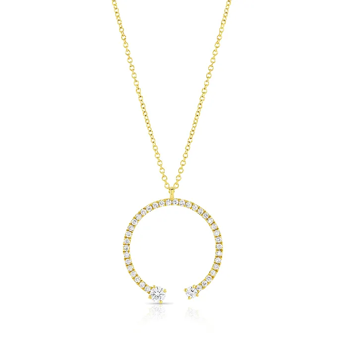 Necklaces CJ Charles Jewelers 18k Yellow Gold 079ctw Diamond Large Open Round Necklace Necklaces CJ Charles Jewelers 18k Yellow Gold 079ctw Diamond Large Open Round Necklace