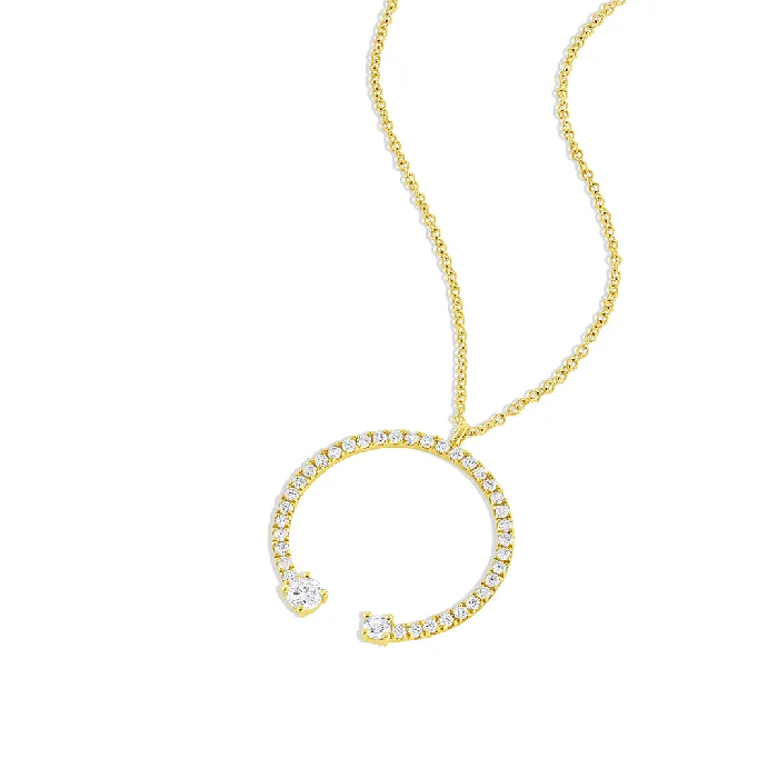 Necklaces CJ Charles Jewelers 18k Yellow Gold 079ctw Diamond Large Open Round Necklace Necklaces CJ Charles Jewelers 18k Yellow Gold 079ctw Diamond Large Open Round Necklace