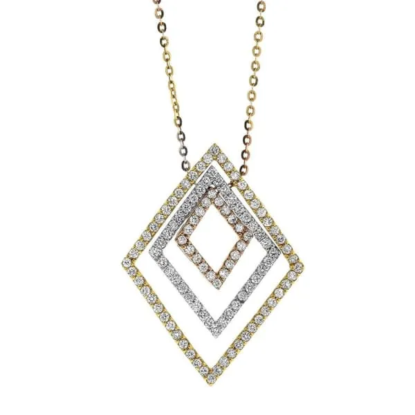 Necklaces Diamond Source NYC 14kt TriColor Gold Pendant of 250ct diamonds PEN171802