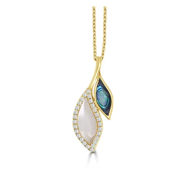 Necklaces Frederic Sage Frederic Sage 14K Yellow Gold MOP Abalone and Diamond Leaf Pendant Necklace Necklaces Frederic Sage Frederic Sage 14K Yellow Gold MOP Abalone and Diamond Leaf Pendant Necklace