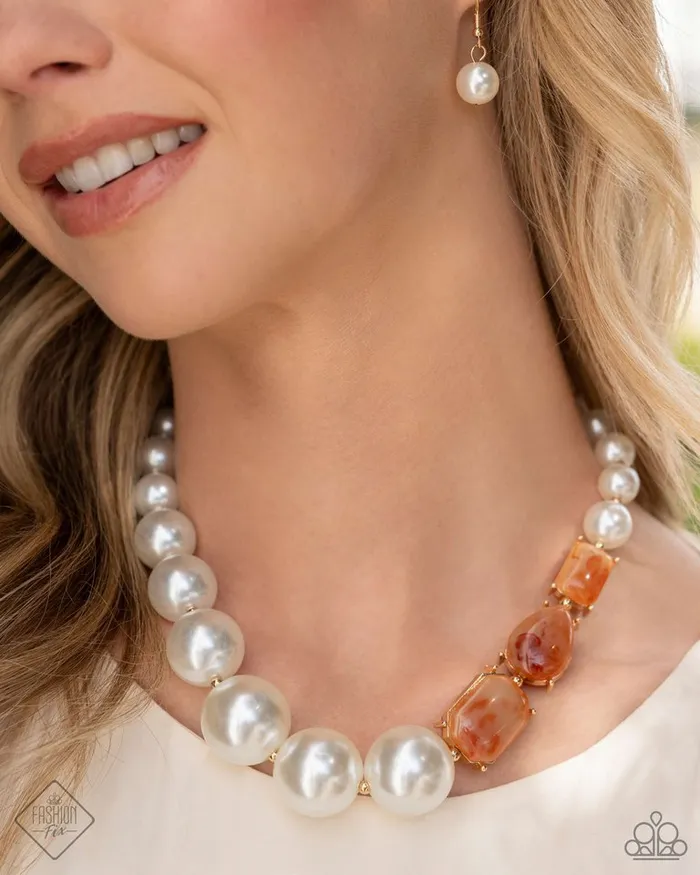 Necklaces Paparazzi Jewelry Paparazzi Necklace Marbled Moment Orange