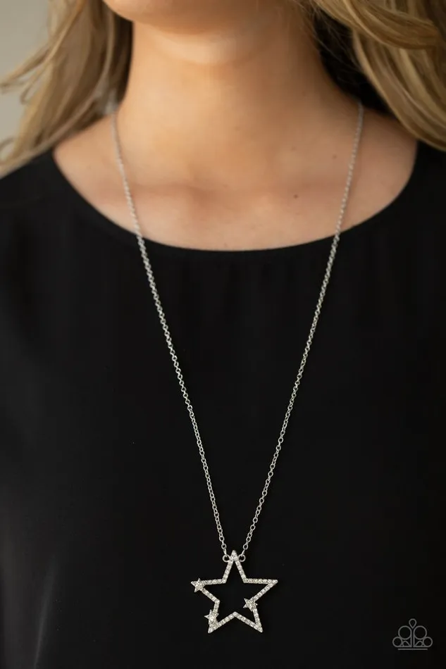 Necklaces Paparazzi Necklace I Pledge Allegiance to the Sparkle White Paparazzi Jewelry