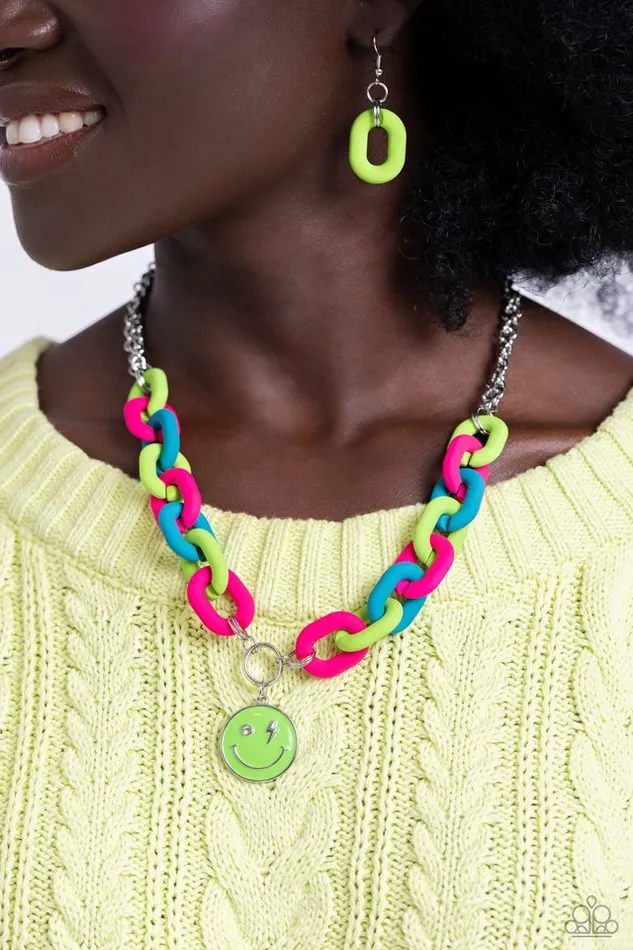 Necklaces Paparazzi Necklace Speed SMILE Green Paparazzi Jewelry