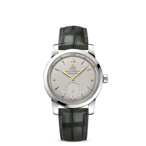 Omega Watches Omega Seamaster 38mm Watch Ref 51193382099001 White Chronograph Index Dial Grey Leather Strap Omega Watches Omega Seamaster 38mm Watch Ref 51193382099001 White Chronograph Index Dial Grey Leather Strap
