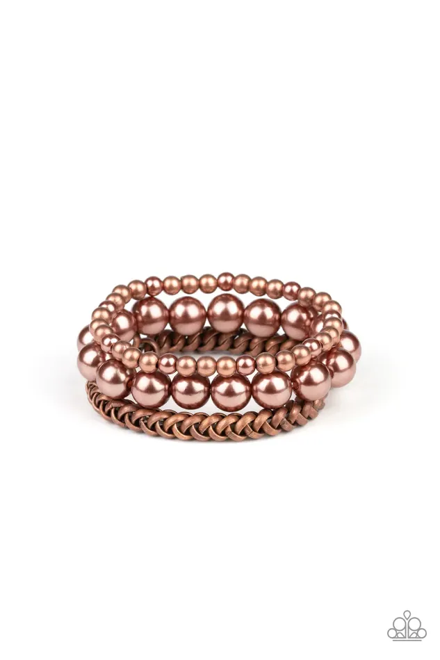 Paparazzi Bracelet A PEARLfect Ten Copper Paparazzi Jewelry Bracelets