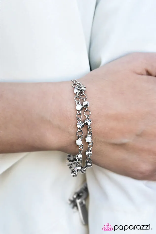 Paparazzi Bracelet FIERCE and Foremost White Paparazzi Jewelry Bracelets