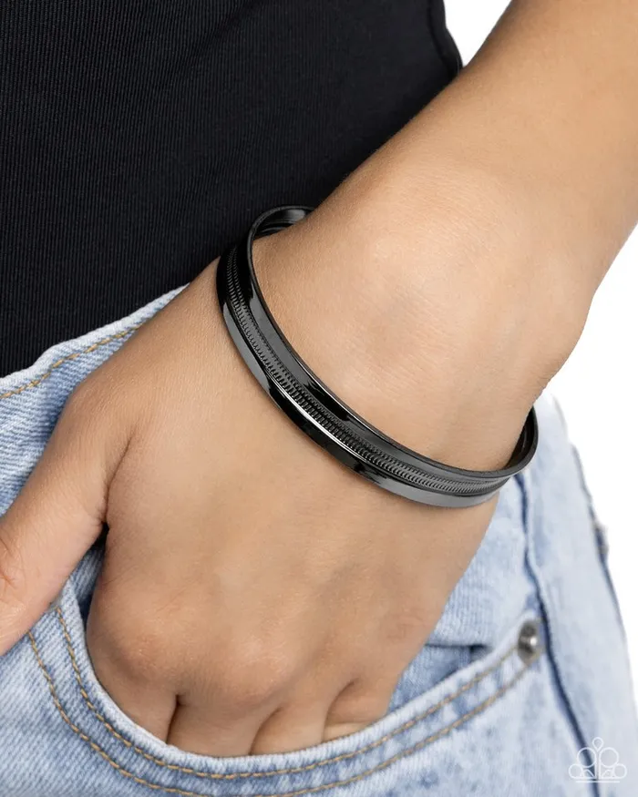 Paparazzi Bracelet Treaded Tundra Black Paparazzi Jewelry Bracelets