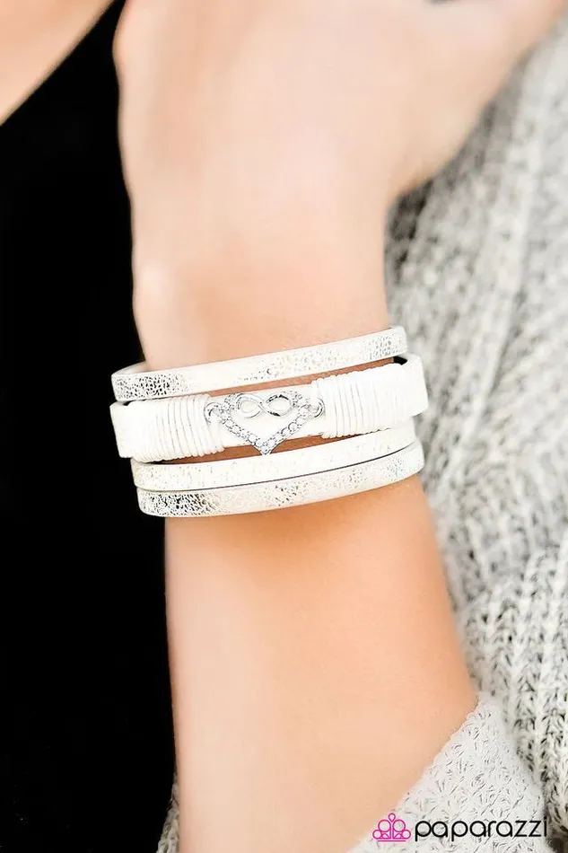 Paparazzi Bracelet With Every Beat Of My Heart White Paparazzi Jewelry Bracelets