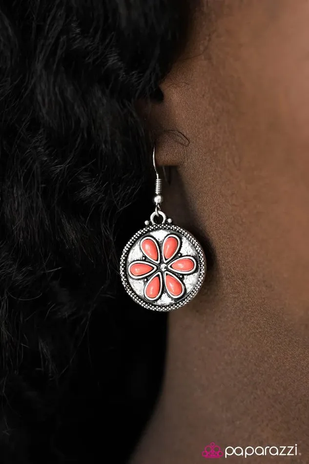 Paparazzi Earring Bet Your Bottom SANDDollar Orange Paparazzi Jewelry Earrings