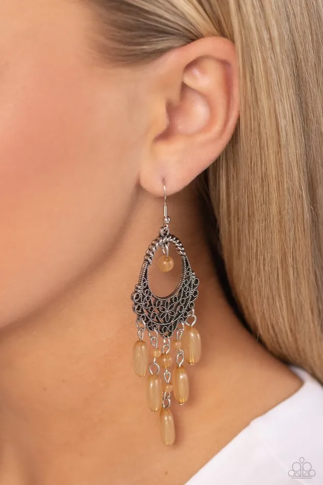 Paparazzi Earring Botanical Escape Brown Paparazzi Jewelry Earrings