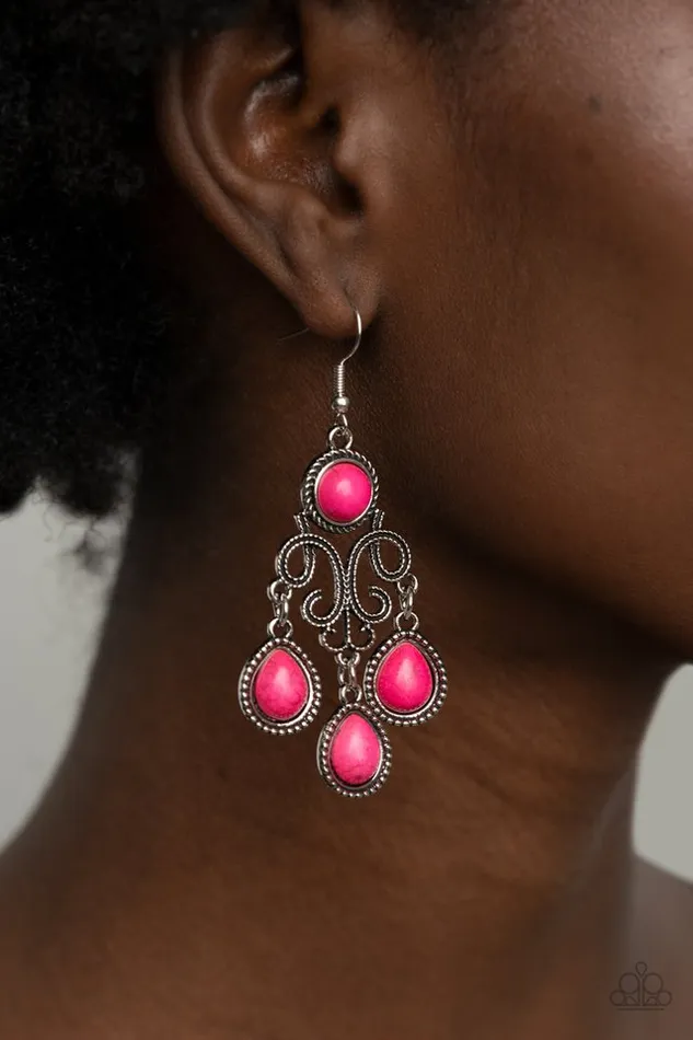 Paparazzi Earring Canyon Chandelier Pink Paparazzi Jewelry Earrings