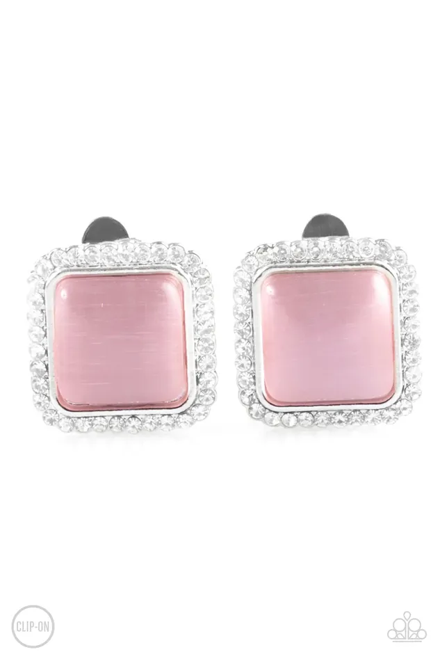 Paparazzi Earring Cinderella Chic Pink ClipOn Paparazzi Jewelry Earrings