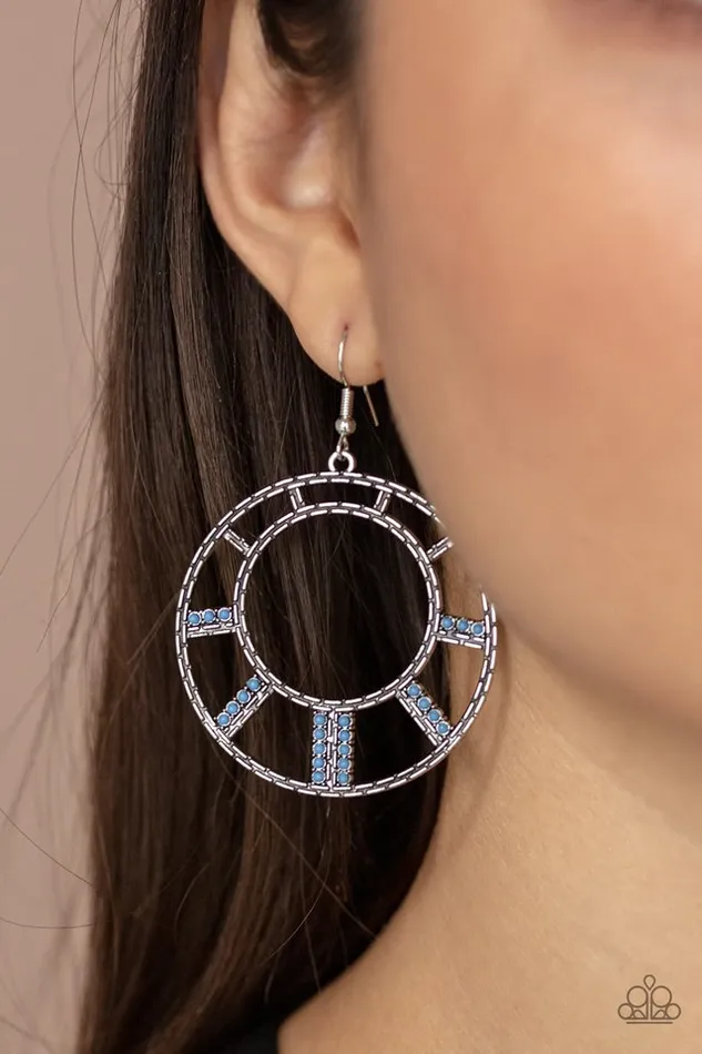 Paparazzi Earring Fleek Fortress Blue Paparazzi Jewelry Earrings