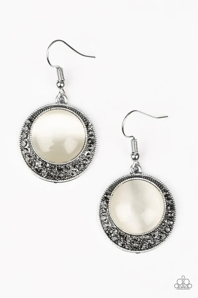 Paparazzi Earring Gleam Away White Paparazzi Jewelry Earrings