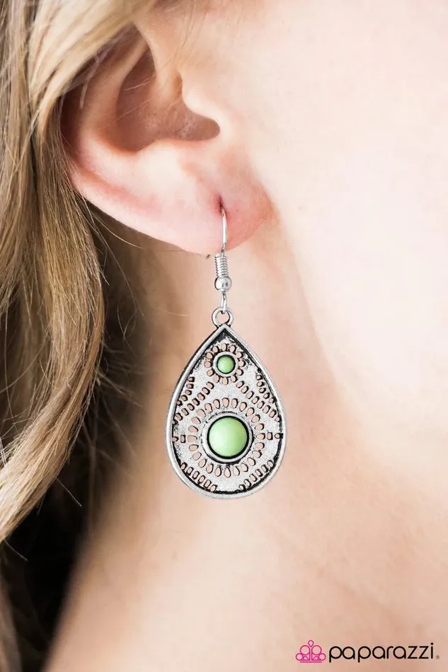 Paparazzi Earring Magic Mountain Green Paparazzi Jewelry Earrings