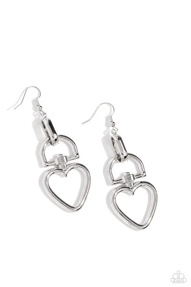 Paparazzi Earring Padlock Your Heart Silver Paparazzi Jewelry Earrings Paparazzi Earring Padlock Your Heart Silver Paparazzi Jewelry Earrings