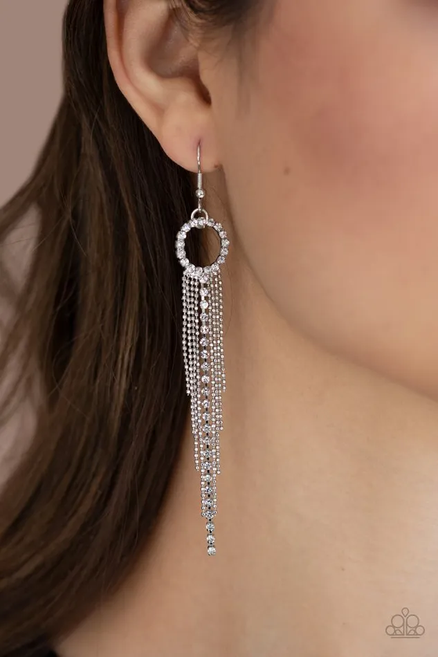 Paparazzi Earring Pass The Glitter White Paparazzi Jewelry Earrings