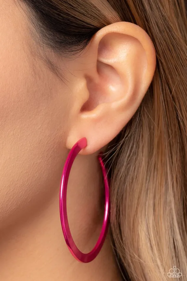 Paparazzi Earring Pop HOOP Pink Paparazzi Jewelry Earrings