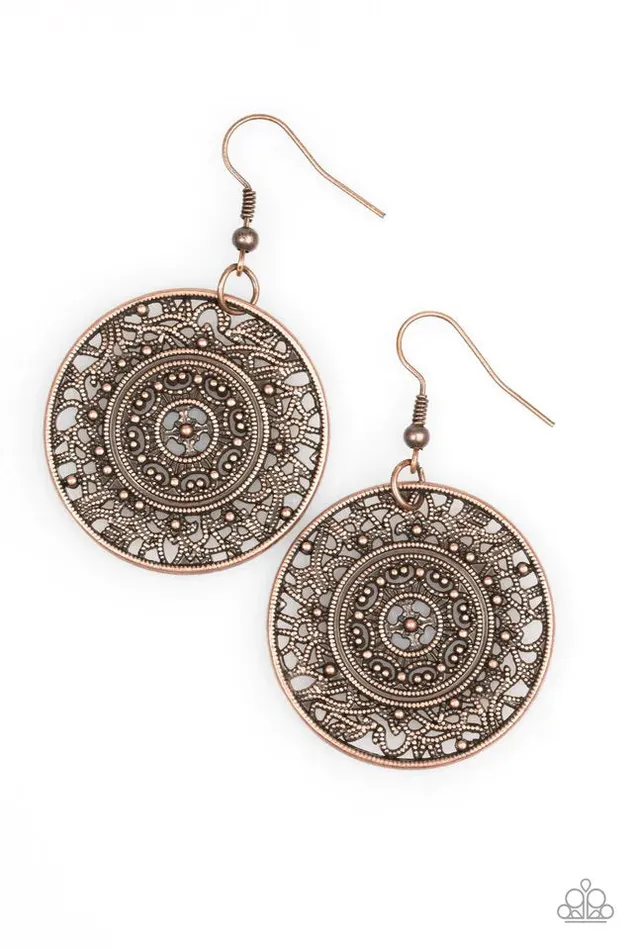Paparazzi Earring Say You WHEEL Copper Paparazzi Jewelry Earrings