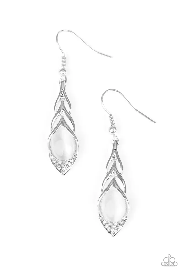 Paparazzi Earring Soaring Shimmer White Paparazzi Jewelry Earrings
