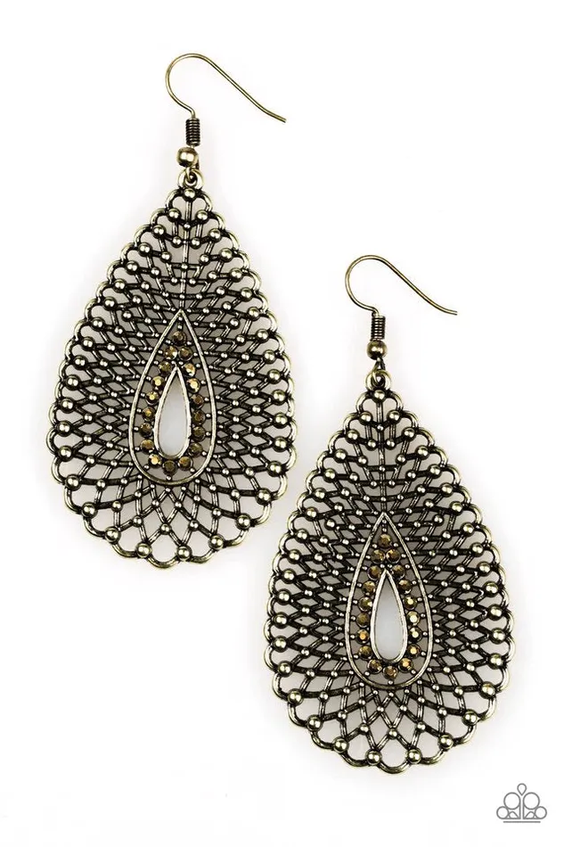 Paparazzi Earring Storm Surge Brass Paparazzi Jewelry Earrings