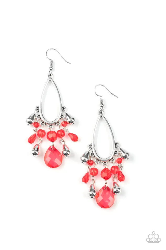 Paparazzi Earring Summer Catch Red Paparazzi Jewelry Earrings