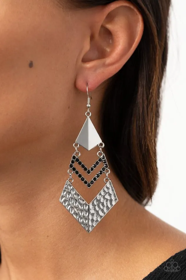 Paparazzi Earring Work Hazard Black Paparazzi Jewelry Earrings