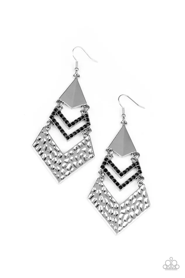 Paparazzi Earring Work Hazard Black Paparazzi Jewelry Earrings