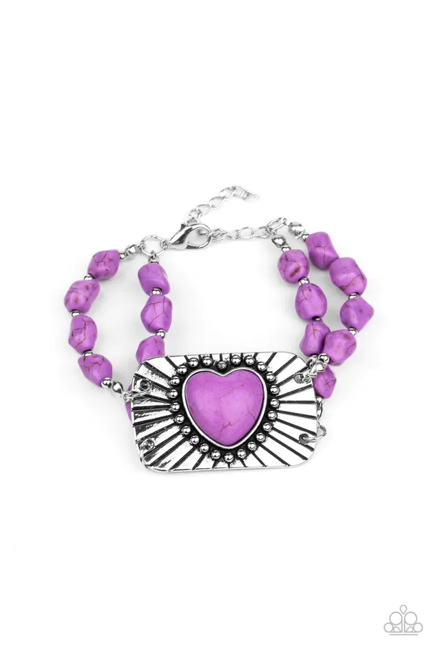Paparazzi Jewelry Bracelets Paparazzi Bracelet Sandstone Sweetheart Purple