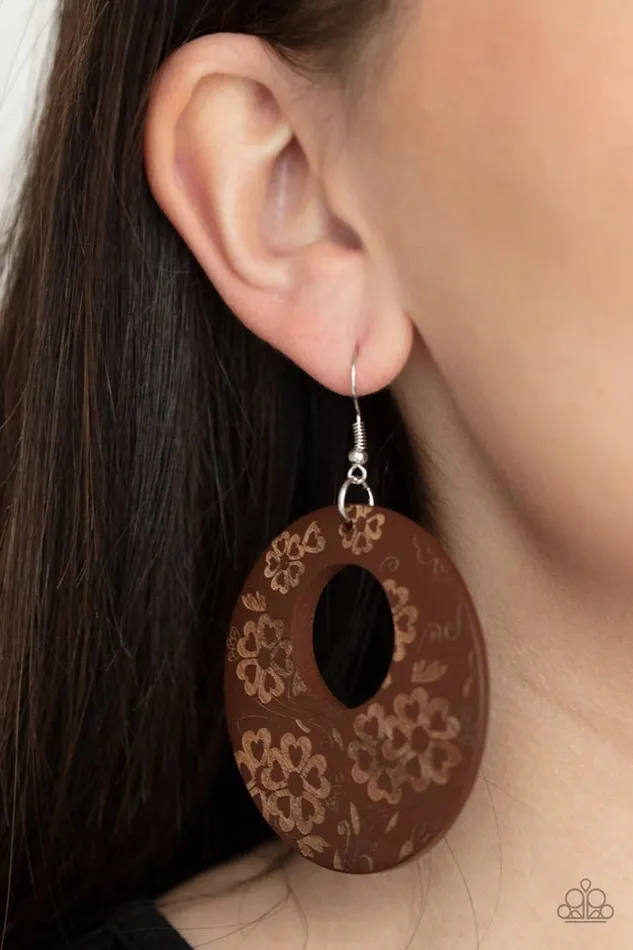 Paparazzi Jewelry Earrings Paparazzi Earring Galapagos Garden Party Brown