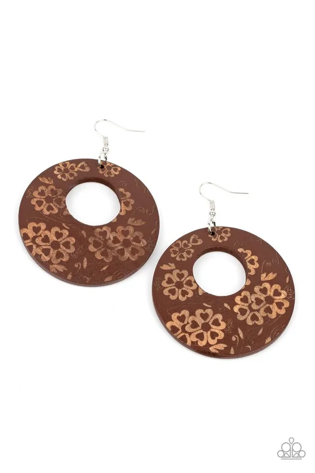 Paparazzi Jewelry Earrings Paparazzi Earring Galapagos Garden Party Brown
