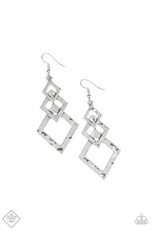 Paparazzi Jewelry Earrings Paparazzi Earring Point Blank Silver