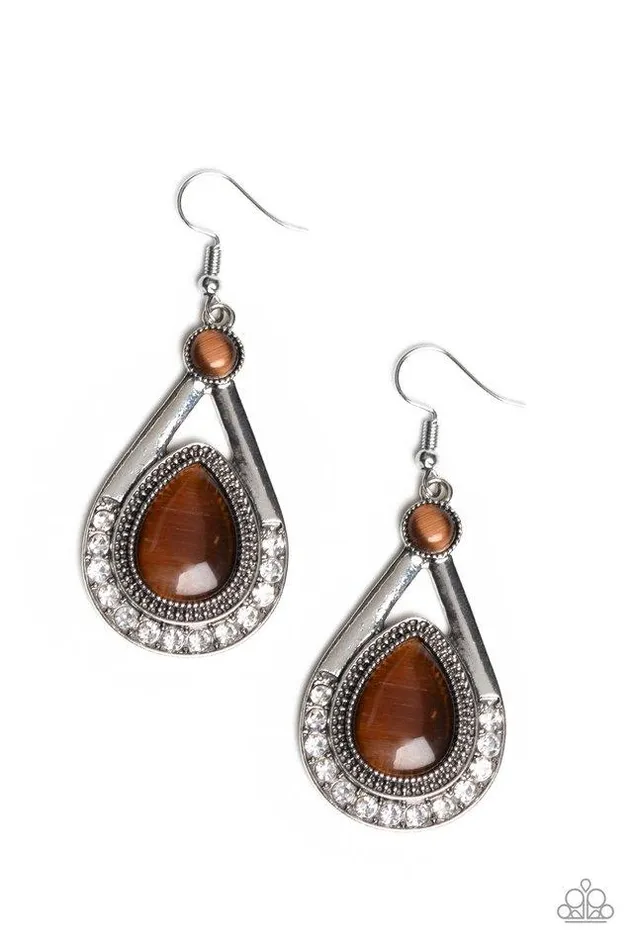 Paparazzi Jewelry Earrings Paparazzi Earring Pro Glow Brown