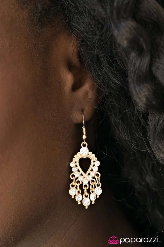 Paparazzi Jewelry Earrings Paparazzi Earring Ruler Of My Heart Gold