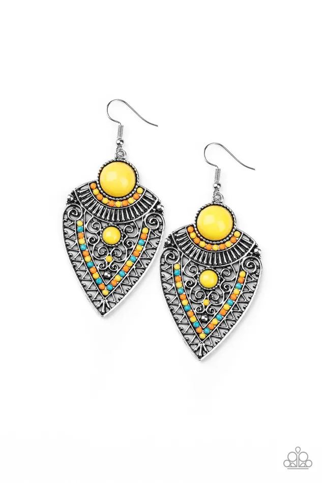 Paparazzi Jewelry Earrings Paparazzi Earring Tribal Territory Yellow