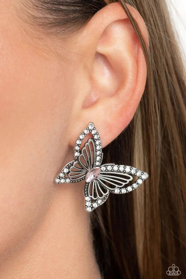 Paparazzi Jewelry Earrings Paparazzi Earring Wispy Wings Pink