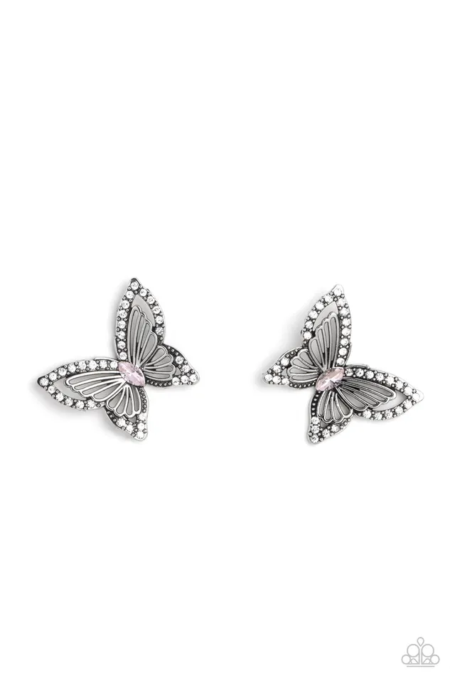 Paparazzi Jewelry Earrings Paparazzi Earring Wispy Wings Pink