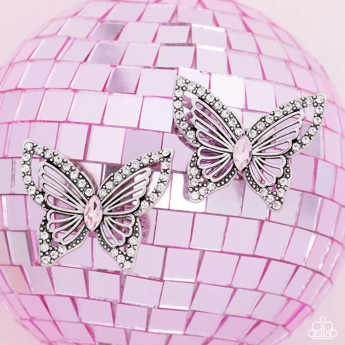 Paparazzi Jewelry Earrings Paparazzi Earring Wispy Wings Pink
