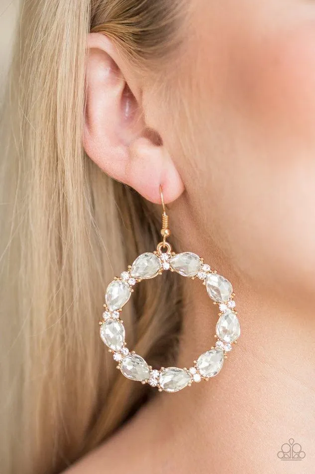 Paparazzi Jewelry Earrings Paparazzi Earrings Ring Around The Rhinestones Gold