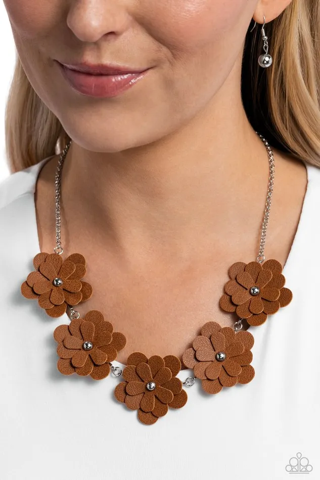 Paparazzi Jewelry Necklaces Paparazzi Necklace Balance of FLOWER Brown