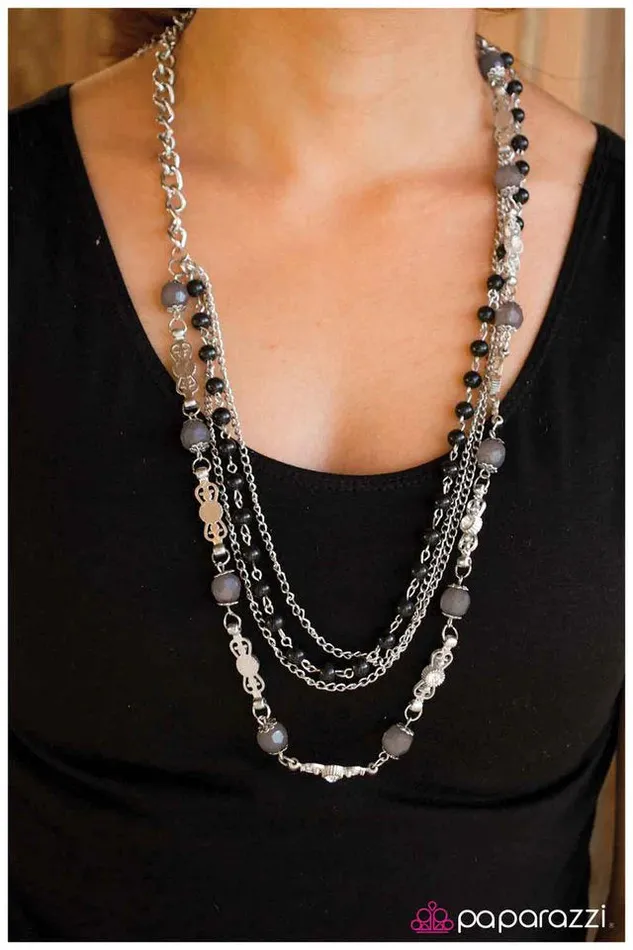 Paparazzi Jewelry Necklaces Paparazzi Necklace Cascades of Charcoal Black
