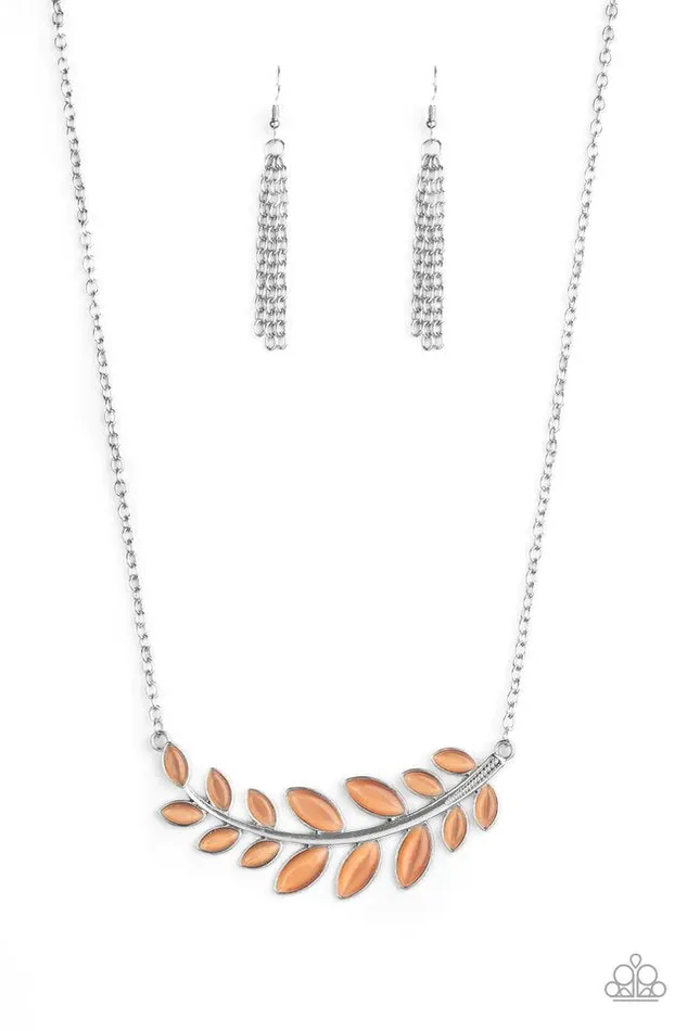 Paparazzi Jewelry Necklaces Paparazzi Necklace Frosted Foliage Orange