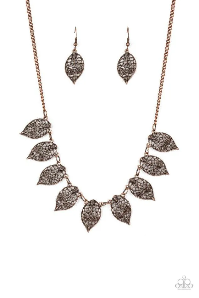 Paparazzi Jewelry Necklaces Paparazzi Necklace Leafy Lagoon Copper
