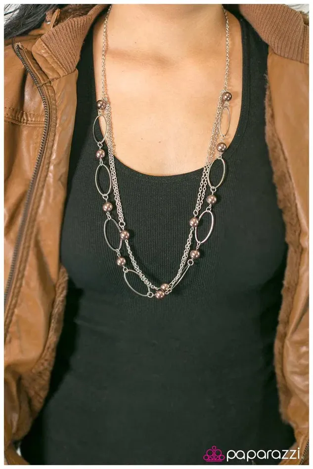 Paparazzi Jewelry Necklaces Paparazzi Necklace Stolen Kisses Brown